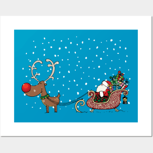 Rudolph and Santa Posters and Art